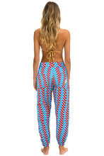 Carregar imagem no visualizador da galeria, GEO ZIG BOLT EMBROIDERY CARGO SWEATPANTS - BLUE // RED Sweatpants Aviator Nation