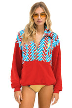 Last inn bildet i Galleri-visningsprogrammet, GEO ZIG BOLT EMBROIDERY FLEECE HALF ZIP COLOR BLOCK SWEATSHIRT - RED // BLUE Sweatshirt Aviator Nation
