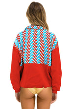Last inn bildet i Galleri-visningsprogrammet, GEO ZIG BOLT EMBROIDERY FLEECE HALF ZIP COLOR BLOCK SWEATSHIRT - RED // BLUE Sweatshirt Aviator Nation