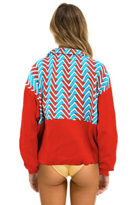 GEO ZIG BOLT EMBROIDERY FLEECE HALF ZIP COLOR BLOCK SWEATSHIRT - RED // BLUE Sweatshirt Aviator Nation