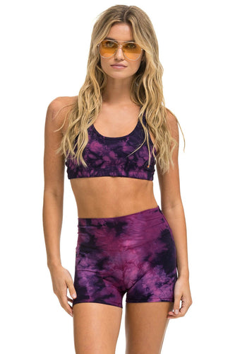 HAND DYED 3 INCH HI-RISE BIKER SHORT - TIE DYE CRYSTAL ROSE Women's Active Shorts Aviator Nation