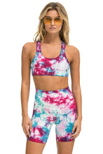 Carregar imagem no visualizador da galeria, HAND DYED 6 INCH HI-RISE BIKER SHORT - TIE DYE TURQUOISE Women&#39;s Active Shorts Aviator Nation