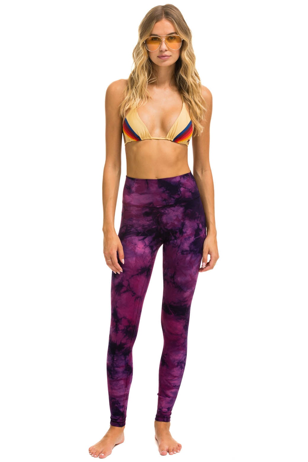 HAND DYED FULL LENGTH HI-RISE LEGGINGS - TIE DYE CRYSTAL ROSE Leggings Aviator Nation