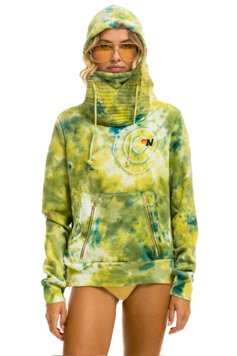 HAND DYED NINJA PULLOVER HOODIE - TIE DYE GREEN YELLOW Hoodie Aviator Nation