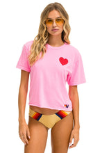Last inn bildet i Galleri-visningsprogrammet, HEART STITCH BOYFRIEND TEE - NEON PINK Boyfriend Tee Aviator Nation