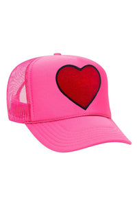 HEART - VINTAGE LOW RISE TRUCKER HATS Aviator Nation NEON PINK