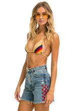 Load image into Gallery viewer, HI RISE SKATER CUTOFF SIDE RED CHECK - VINTAGE Denim Shorts Aviator Nation