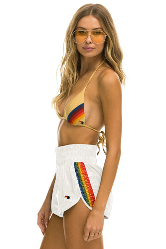 HIGH RISE 5 STRIPE NYLON JOGGER SHORT - VINTAGE WHITE Women's Jogger Shorts Aviator Nation