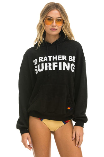 ID RATHER BE SURFING RELAXED PULLOVER HOODIE - BLACK Hoodie Aviator Nation