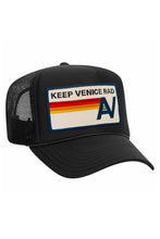Load image into Gallery viewer, KEEP VENICE RAD - VINTAGE LOW RISE TRUCKER HATS Aviator Nation BLACK