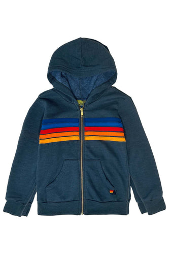 KID'S 5 STRIPE HOODIE - DEEP OCEAN 2 Kid's Hoodies Aviator Nation