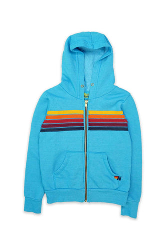KID'S 5 STRIPE HOODIE - NEON BLUE Kid's Hoodies Aviator Nation