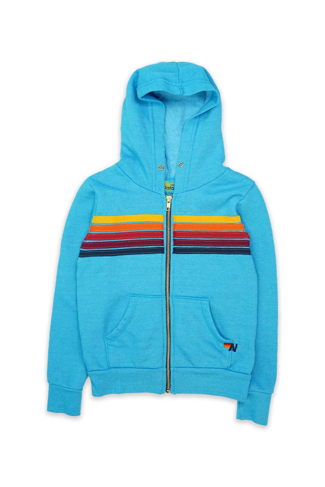 KID'S 5 STRIPE HOODIE - NEON BLUE Kid's Hoodies Aviator Nation