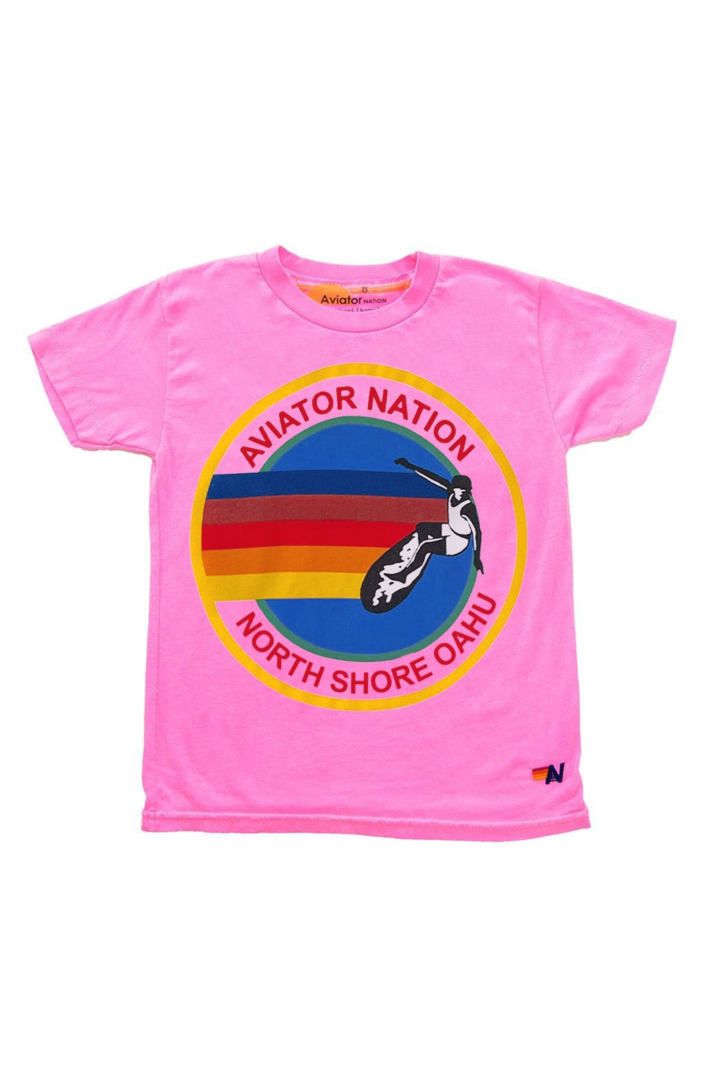 KIDS AVIATOR NATION NORTH SHORE TEE - NEON PINK Kid's Tee Aviator Nation