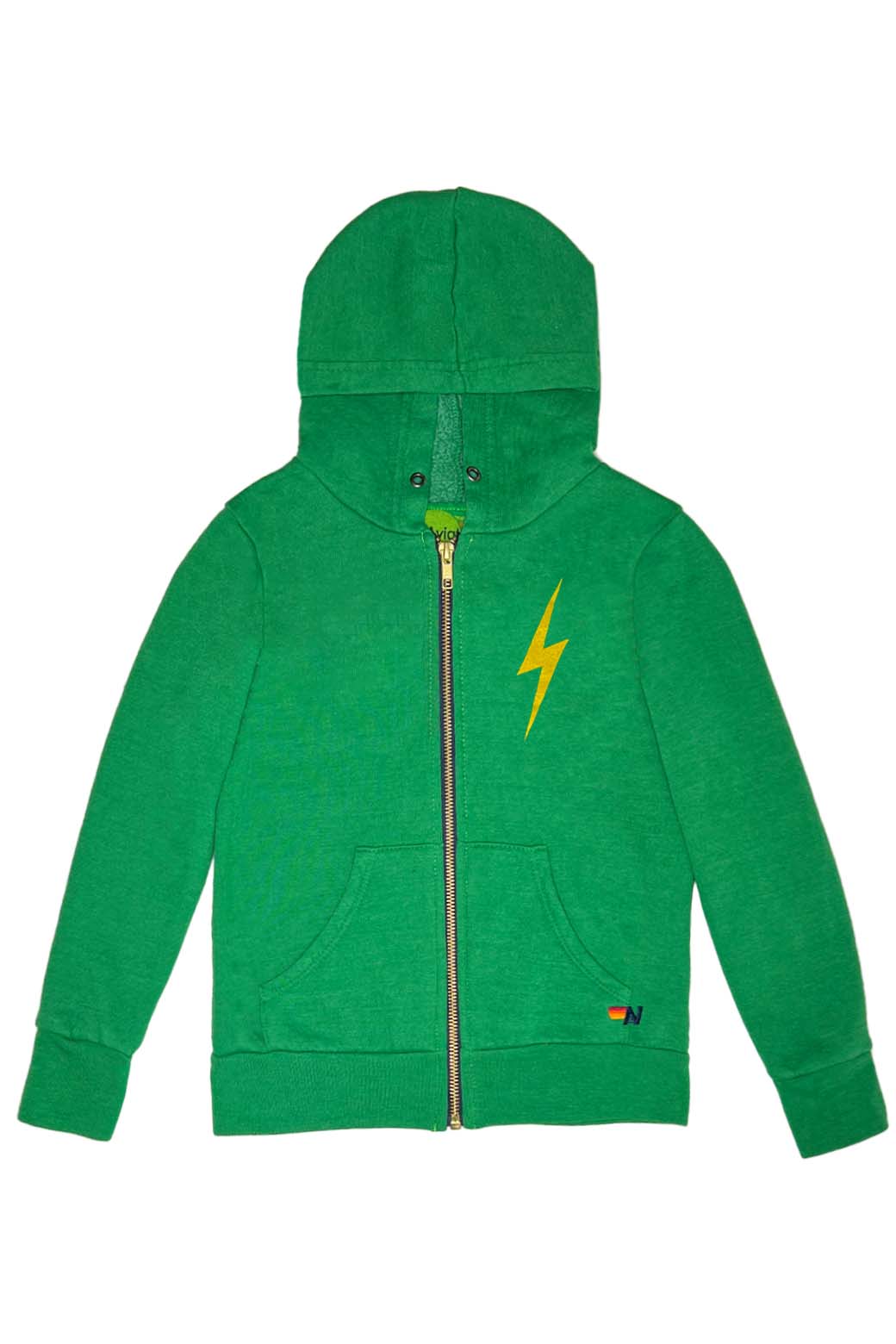 KIDS BOLT PRINT ZIP HOODIE - KELLY GREEN Kid's Hoodies Aviator Nation