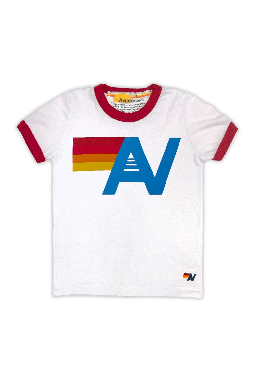 KID'S LOGO RINGER TEE - WHITE // RED Kid's Tee Aviator Nation