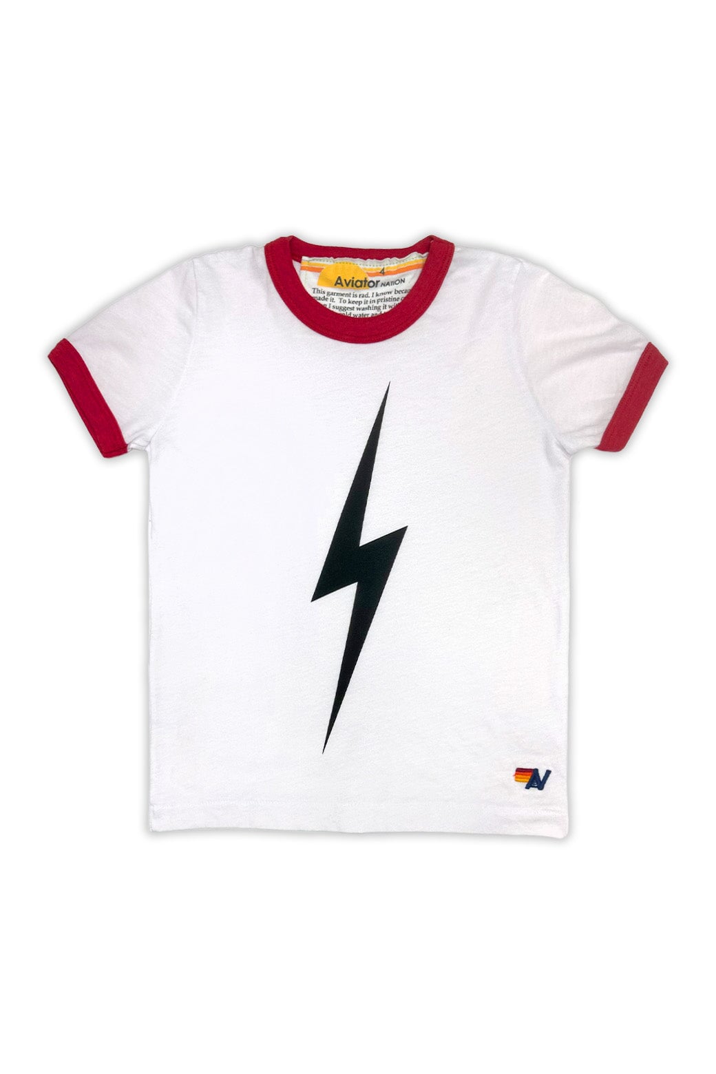 KID'S RINGER BOLT TEE - WHITE // RED Kid's Tee Aviator Nation