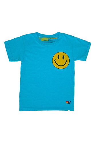 KID'S SMILEY 2 TEE - NEON BLUE Kid's Tee Aviator Nation