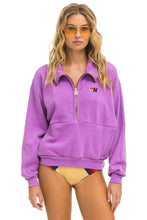 Cargar imagen en el visor de la galería, LOGO EMBROIDERY HALF ZIP SWEATSHIRT - NEON PURPLE Sweatshirt Aviator Nation