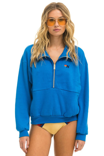 LOGO EMBROIDERY HALF ZIP SWEATSHIRT - OCEAN Sweatshirt Aviator Nation