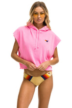 Cargar imagen en el visor de la galería, LOGO EMBROIDERY SLEEVELESS RELAXED CROPPED PULLOVER HOODIE - NEON PINK Aviator Nation