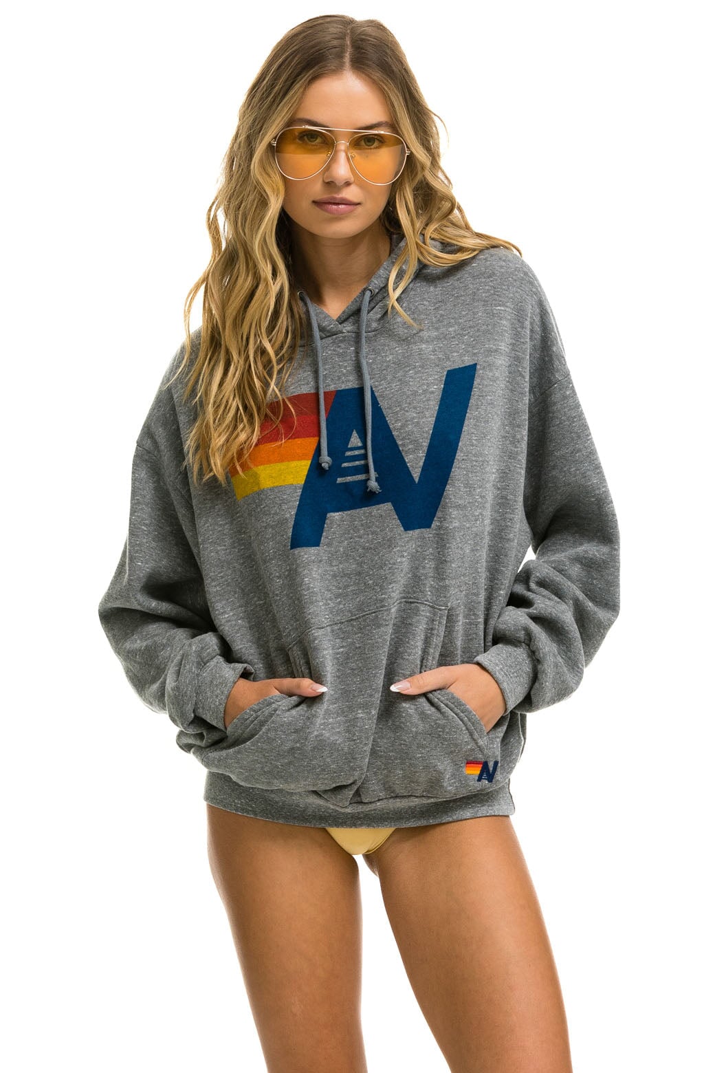 LOGO PULLOVER RELAXED HOODIE - HEATHER GREY Hoodie Aviator Nation