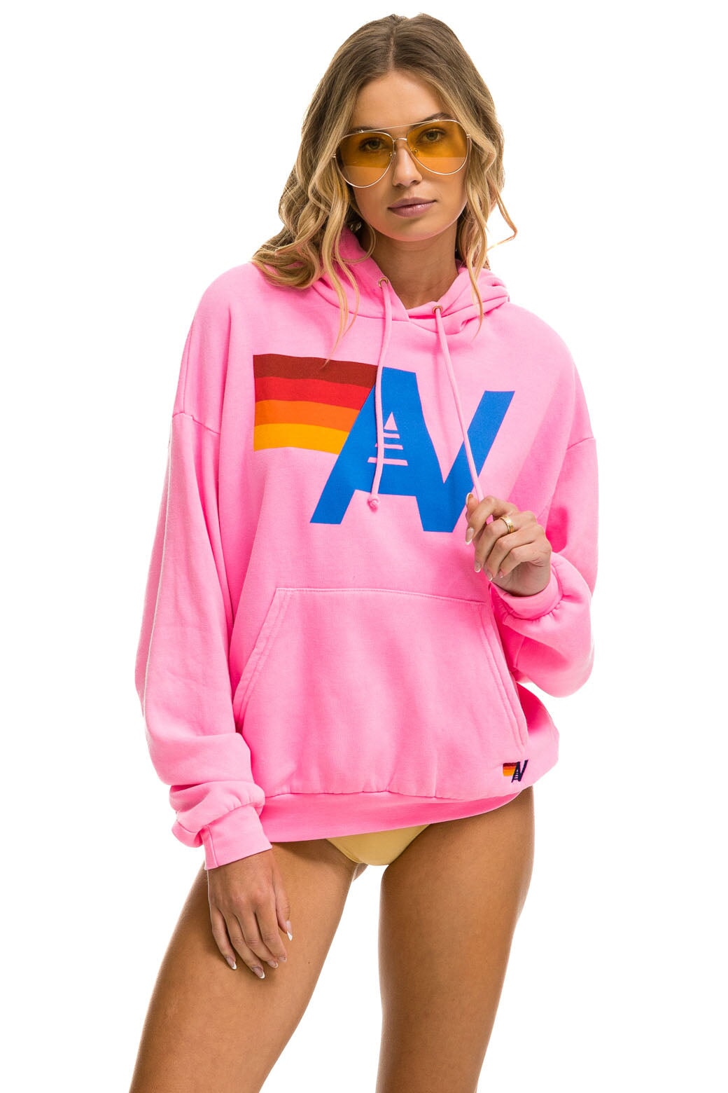 LOGO PULLOVER RELAXED HOODIE - NEON PINK Hoodie Aviator Nation