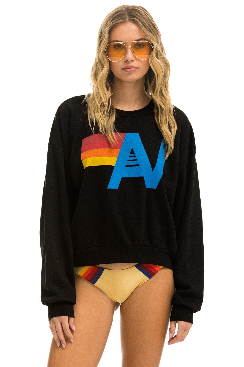 LOGO RELAXED CREW SWEATSHIRT - BLACK Sweatshirt Aviator Nation