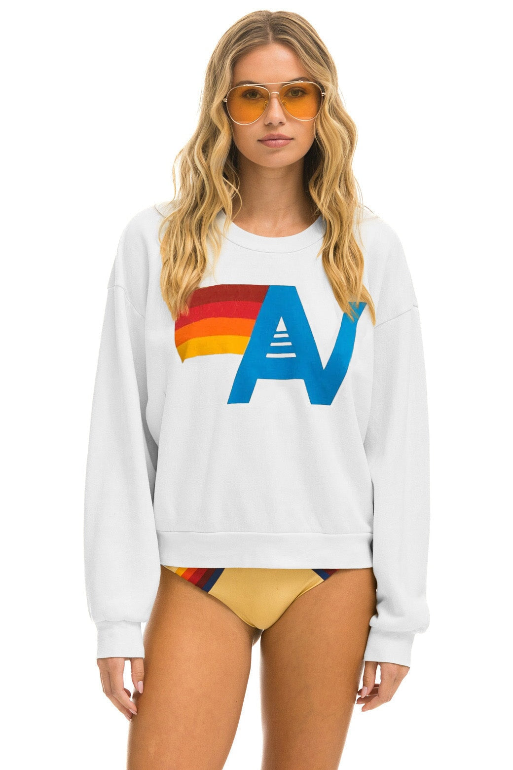 LOGO RELAXED CREW SWEATSHIRT - WHITE Sweatshirt Aviator Nation
