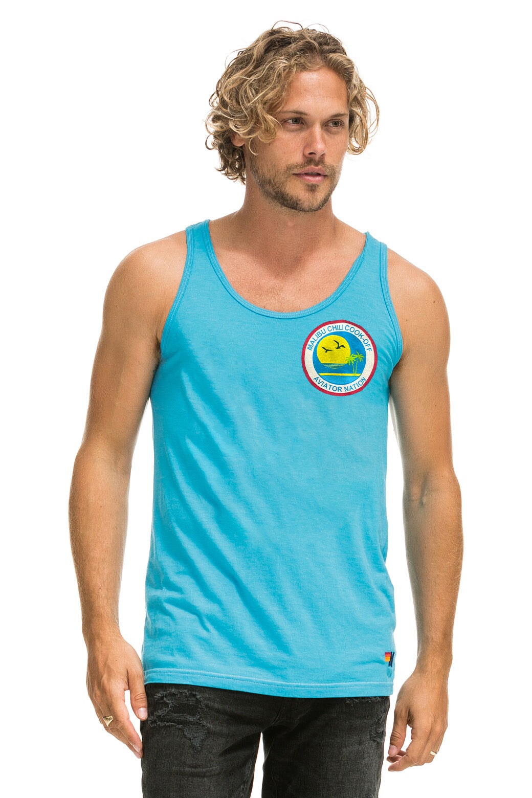MALIBU CHILI COOK-OFF 2023 TANK TOP - NEON BLUE Tees Aviator Nation
