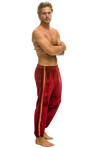 MEN'S CLASSIC VELVET SWEATPANTS - RED Mens Sweatpants Aviator Nation