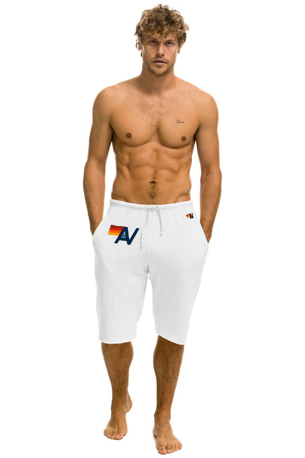 MEN'S LOGO SWEATSHORTS - WHITE Men's Sweatshorts Aviator Nation