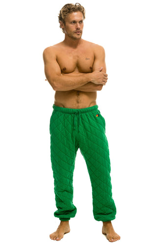 MEN'S QUILTED SWEATPANTS - KELLY GREEN Mens Sweatpants Aviator Nation