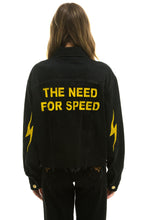 Load image into Gallery viewer, NEED FOR SPEED OVERSIZED CROP DENIM JACKET - VINTAGE BLACK Denim Jacket Aviator Nation