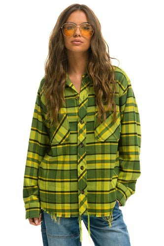 PLAID FLANNEL LIGHT WEIGHT UNISEX WESTERN SHIRT - AVOCADO PLAID Flannel Aviator Nation