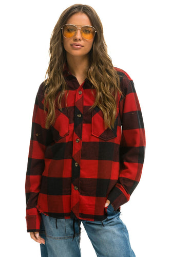 PLAID FLANNEL LIGHT WEIGHT UNISEX WESTERN SHIRT - BUFFALO PLAID Flannel Aviator Nation