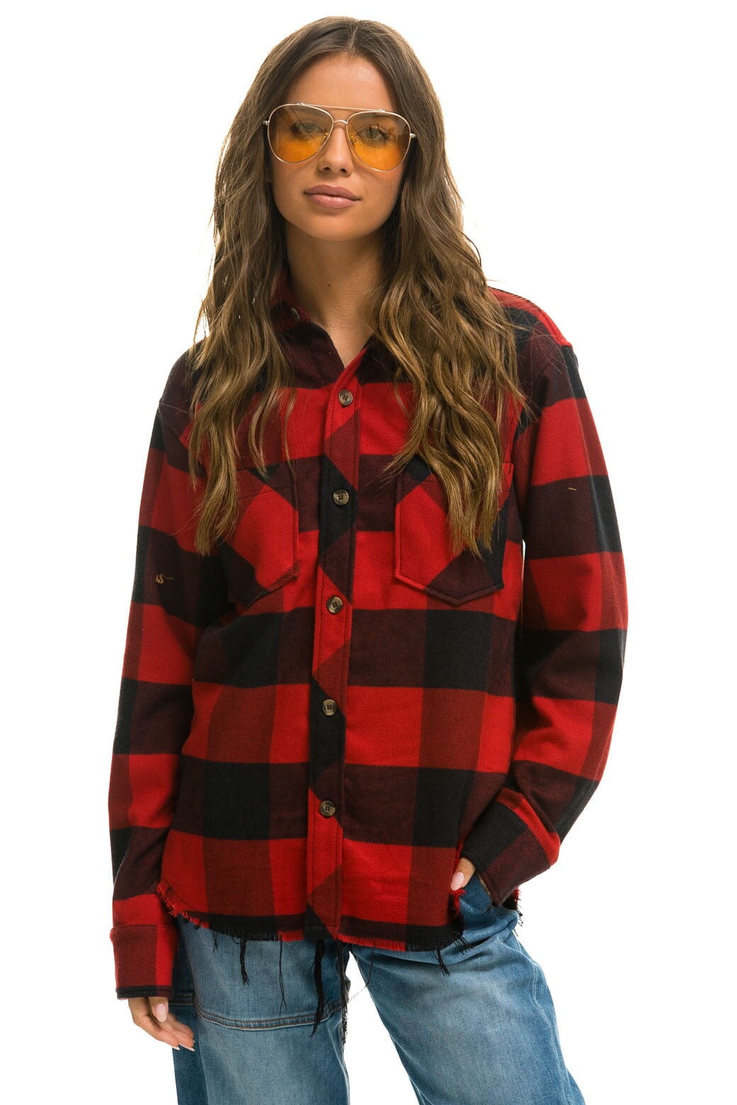 PLAID FLANNEL LIGHT WEIGHT UNISEX WESTERN SHIRT - BUFFALO PLAID Flannel Aviator Nation