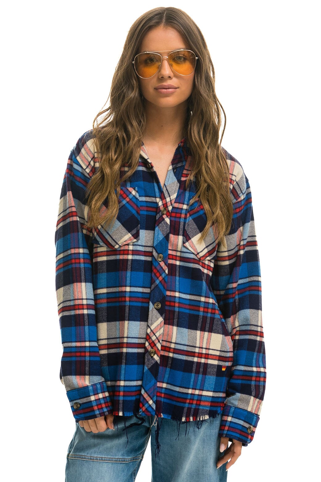 PLAID FLANNEL LIGHT WEIGHT UNISEX WESTERN SHIRT - PATRIOT PLAID Flannel Aviator Nation