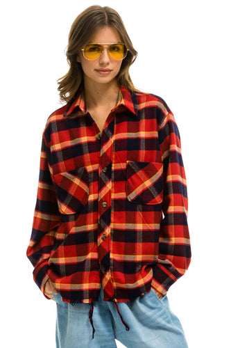 PLAID FLANNEL LIGHT WEIGHT UNISEX WESTERN SHIRT - RUGBY PLAID Flannel Aviator Nation