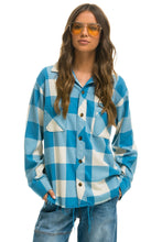Cargar imagen en el visor de la galería, PLAID FLANNEL LIGHT WEIGHT UNISEX WESTERN SHIRT - SKY PLAID Flannel Aviator Nation