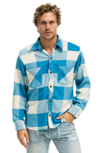 Cargar imagen en el visor de la galería, PLAID FLANNEL LIGHT WEIGHT UNISEX WESTERN SHIRT - SKY PLAID Flannel Aviator Nation