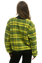 Cargar imagen en el visor de la galería, PLAID UNISEX VARSITY JACKET - AVOCADO PLAID Flannel Aviator Nation
