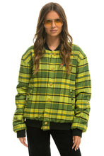 Cargar imagen en el visor de la galería, PLAID UNISEX VARSITY JACKET - AVOCADO PLAID Flannel Aviator Nation