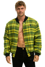 Cargar imagen en el visor de la galería, PLAID UNISEX VARSITY JACKET - AVOCADO PLAID Unisex Outerwear Aviator Nation