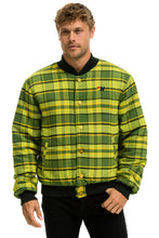 Cargar imagen en el visor de la galería, PLAID UNISEX VARSITY JACKET - AVOCADO PLAID Unisex Outerwear Aviator Nation