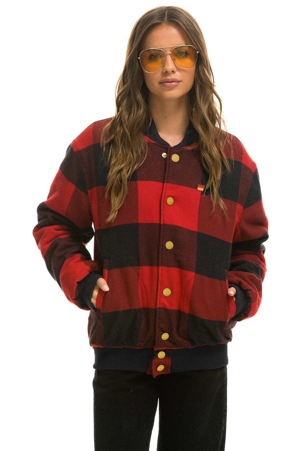 PLAID UNISEX VARSITY JACKET - BUFFALO PLAID Flannel Aviator Nation