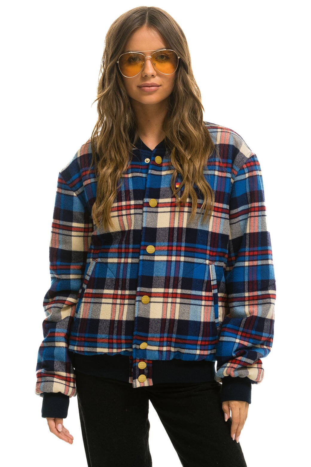 PLAID UNISEX VARSITY JACKET - PATRIOT PLAID Flannel Aviator Nation