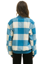 Cargar imagen en el visor de la galería, PLAID UNISEX VARSITY JACKET - SKY PLAID Flannel Aviator Nation