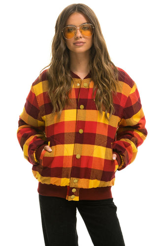 PLAID UNISEX VARSITY JACKET - SURFY PLAID Flannel Aviator Nation