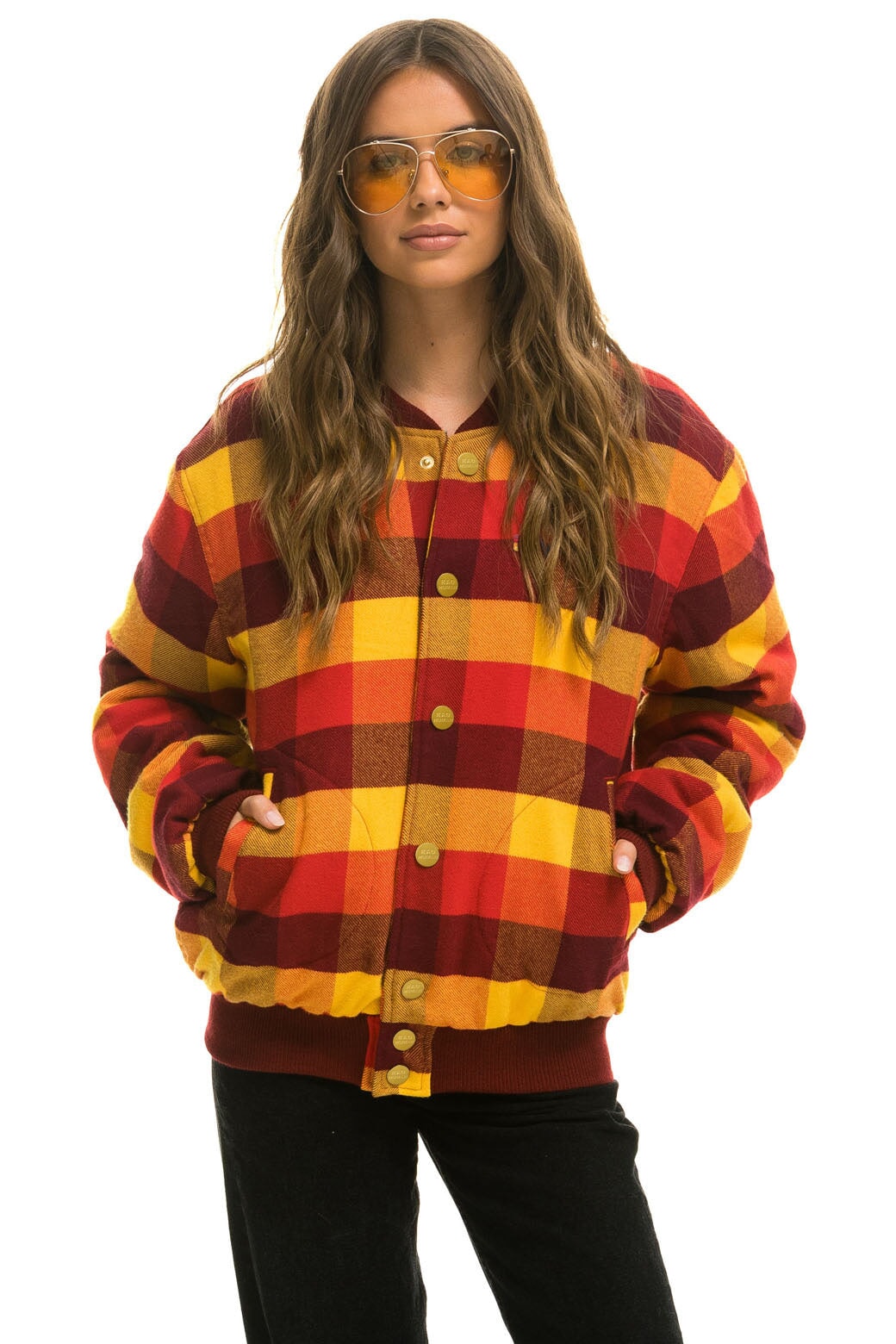 PLAID UNISEX VARSITY JACKET - SURFY PLAID Flannel Aviator Nation